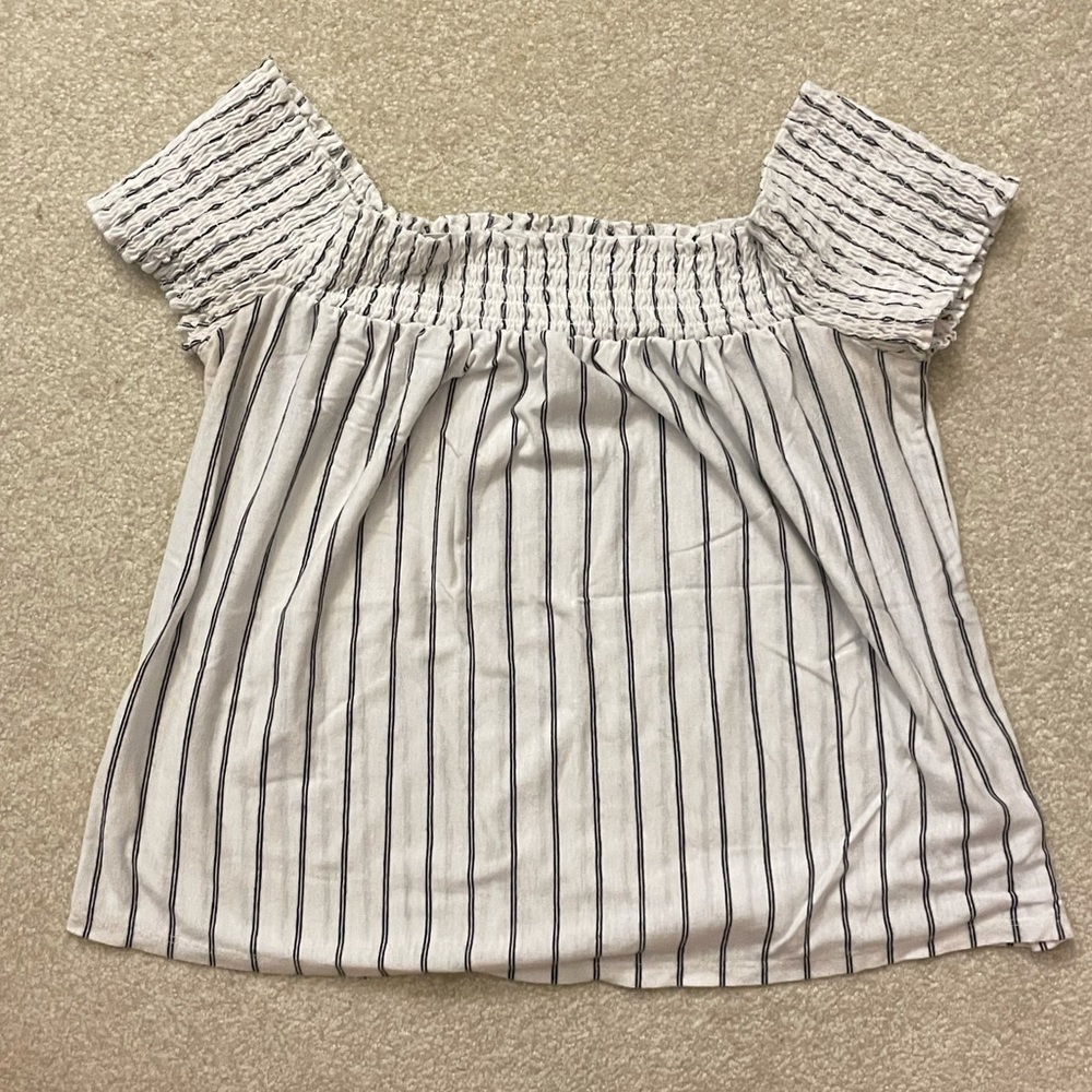 American eagle striped off the shoulder shirt